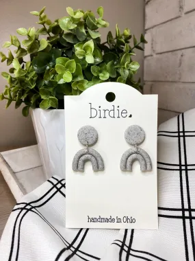 Birdie Medium Dangle Gray Open Rainbow Earrings