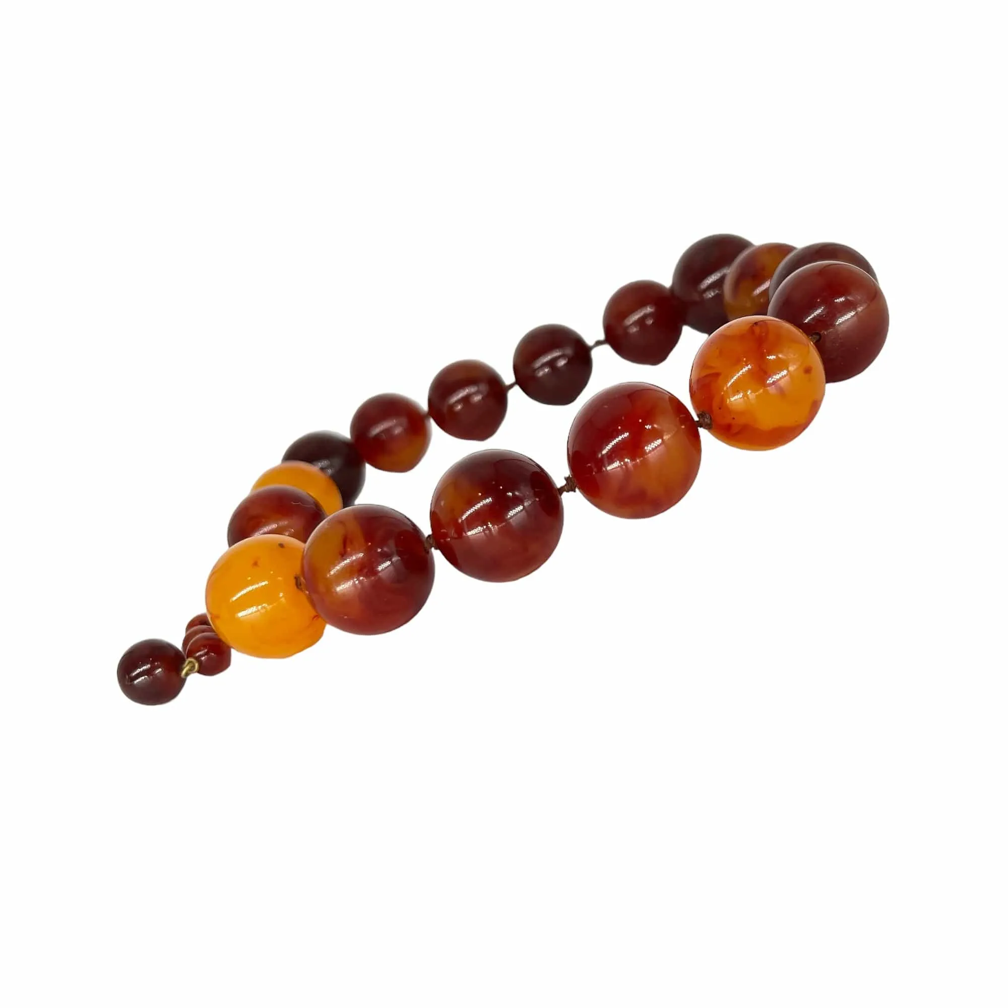 CASTLECLIFF Vintage Hand Strung Amber Beaded Necklace