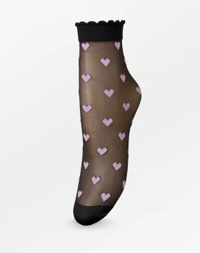 DAGMAR HEARTS SOCK - JET BLACK