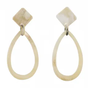 Horn Oval Drop from Square Post  Earring