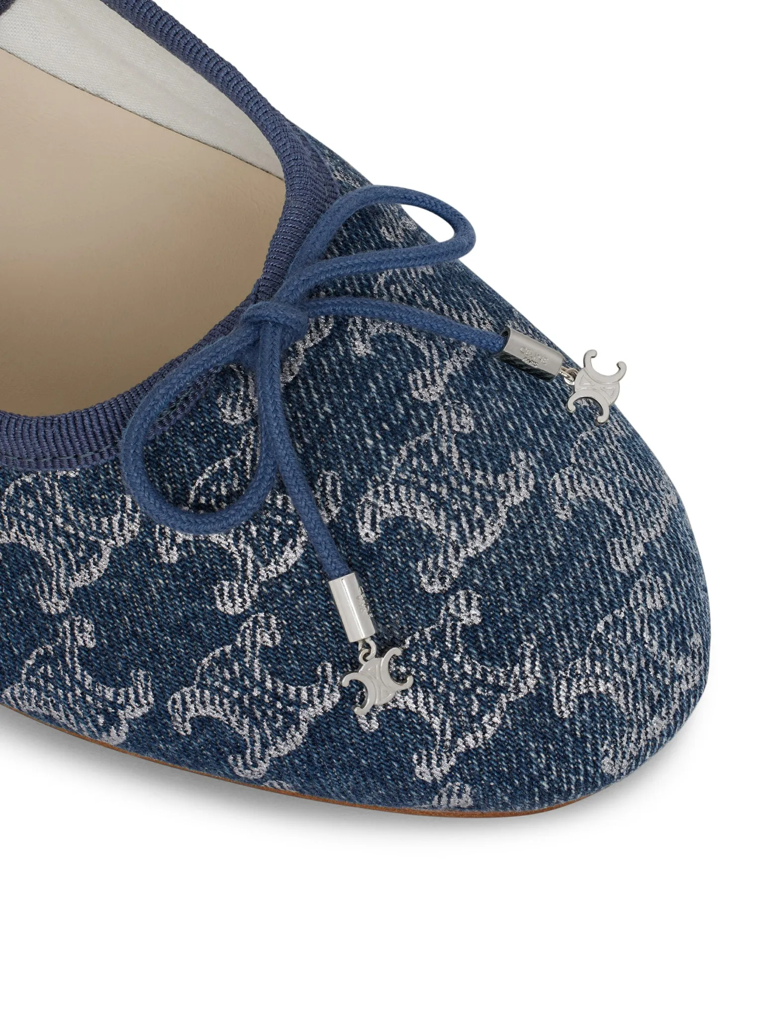 LES BALLERINES CELINE BALLERINA WITH TRIOMPHE LACE-UP IN PRINTED DENIM