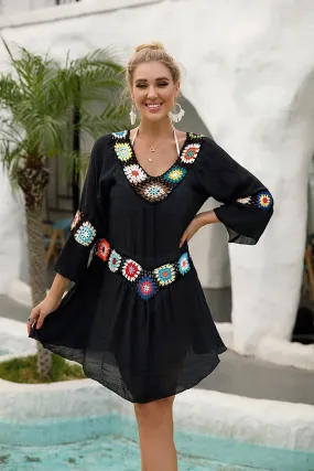 Vestido playero de corte amplio con bordado